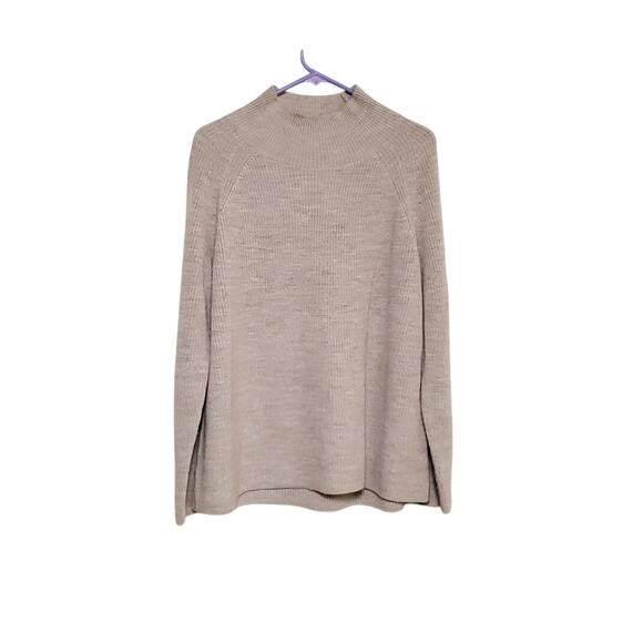 EILEEN FISHER Merino Wool Mocha Mousse Cozy Funnel Neck Sweater - Picture 1 of 9